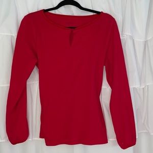 Red long sleeve eyelet front